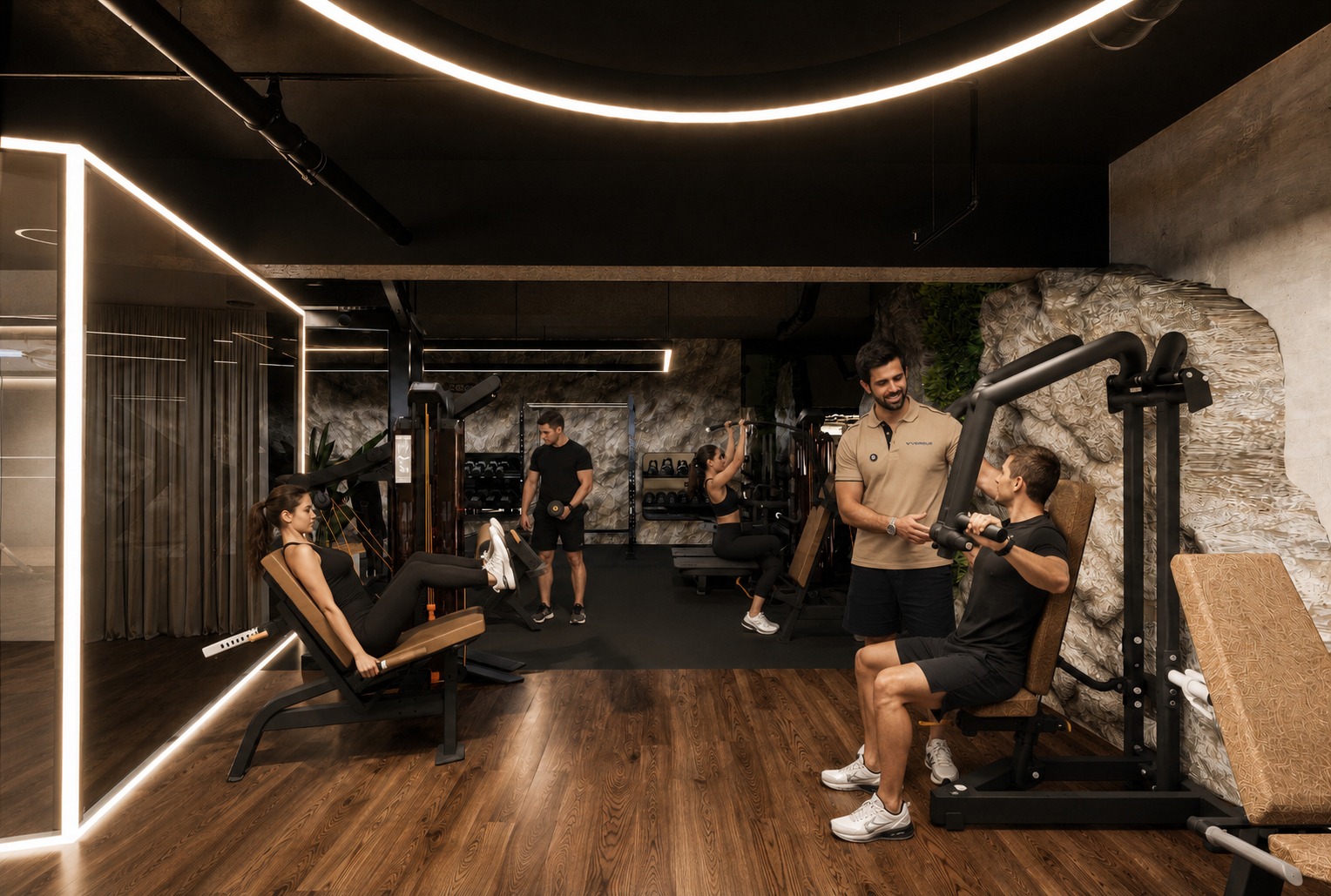 Sala Move VERSUS com atletas em sessão acompanhada por Personal Trainer