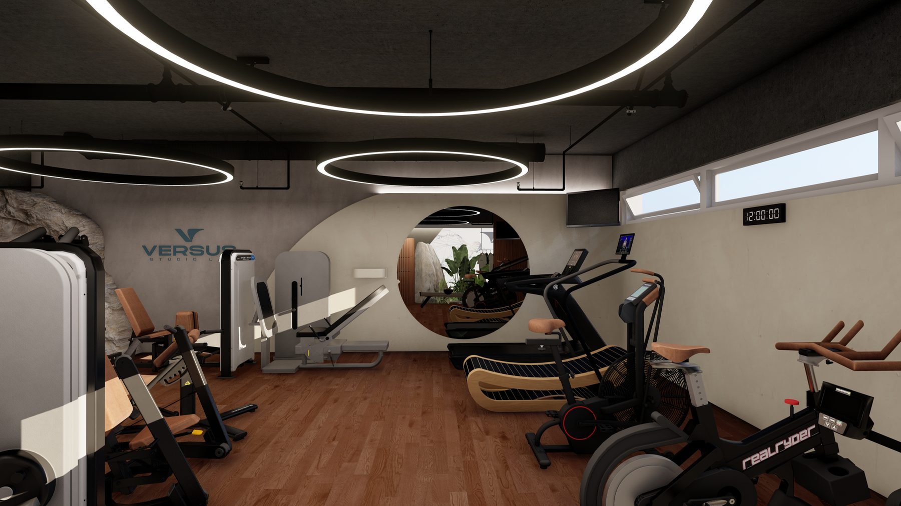 Sala Move principal de treino com iluminação em anel